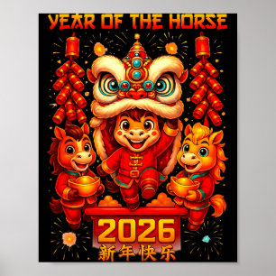 Neue chinesische Outfits Pferd Poster