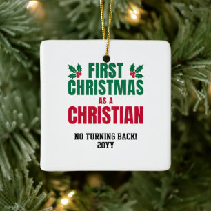 NEUE CHRISTLICHE ERSTE CHRISTMAS KERAMIKORNAMENT