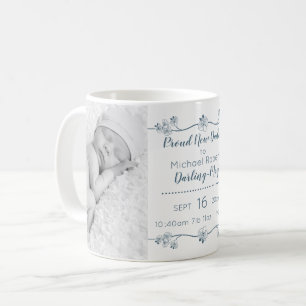 Neue Dad Baby-Fotos & Geburtsstatistiken - Blau un Kaffeetasse