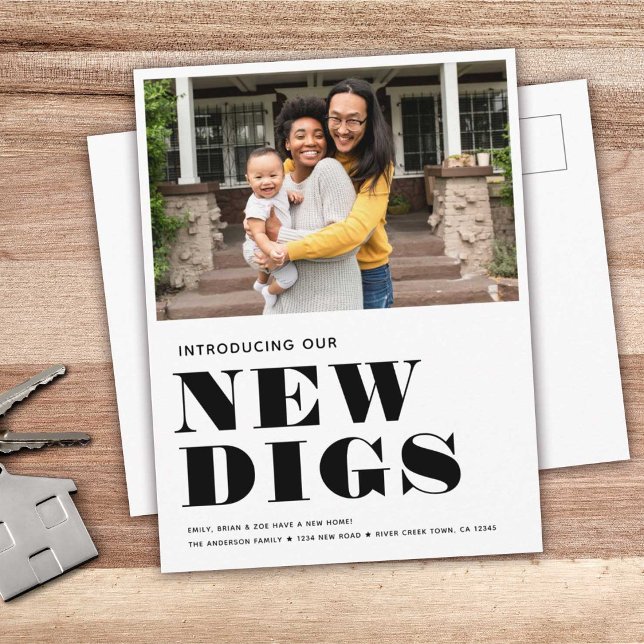 NEUE DIGS Einfaches Foto Modernes Minimal Moving Ankündigungspostkarte (Von Creator hochgeladen)