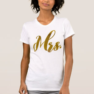Neue Ehefrau New Bride Frau Metallic Gold Foil Tex T-Shirt