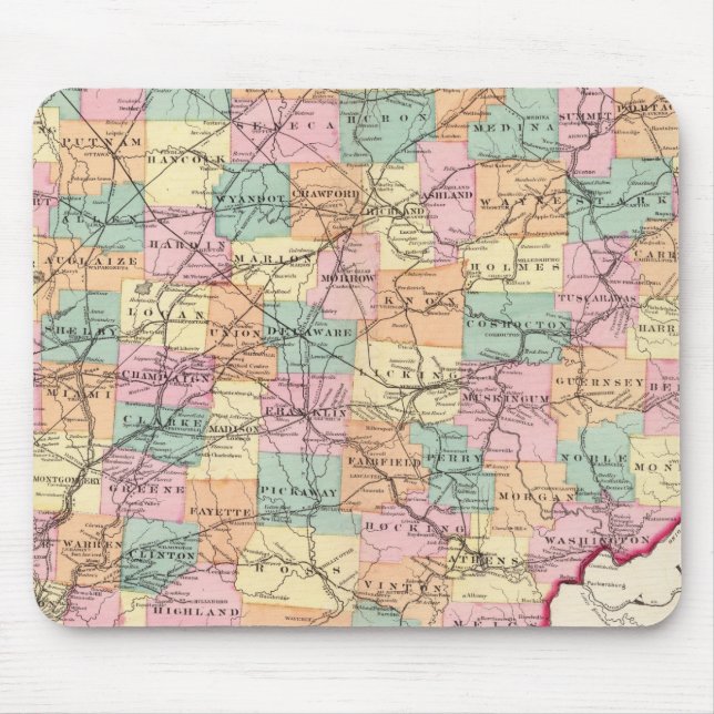 Neue Eisenbahnkarte des Staat Ohio Mousepad (Vorne)