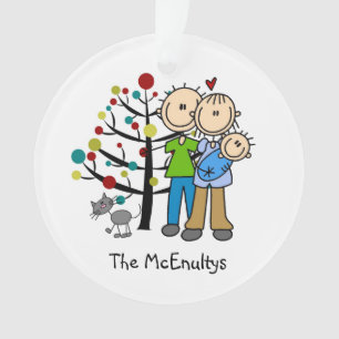 Neue Eltern eines Babyjungen und Katzen-Ornaments Ornament