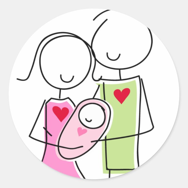 Neue Eltern mit Baby Girl - Round Stickers (Vorderseite)