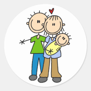 Neue Eltern mit Baby-Shirts und Geschenken Runder Aufkleber