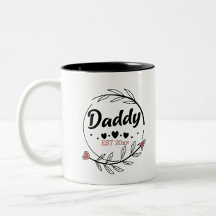Neue Eltern Papa Personalisiertes Jahr Zweifarbige Tasse