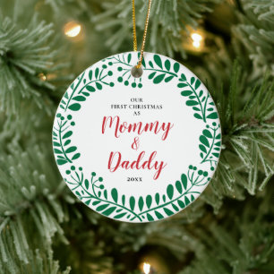 Neue Eltern Personalisiert 1. Weihnachtsmommy Dadd Keramik Ornament