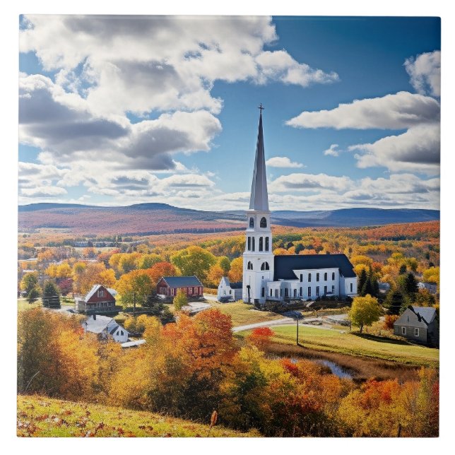 Neue England Landschaft im Herbst Fliese (Vorderseite)