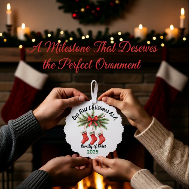 Neue Familie von 3 Ersten Weihnachtskuchen 2025 Ornament Karte (Von Creator hochgeladen)