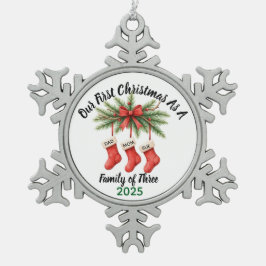 Neue Familie von 3 Ersten Weihnachtskuchen 2025 Schneeflocken Zinn-Ornament
