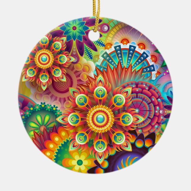 Neue farbenfrohe Abstrakte Background Keramikornament (Vorne)