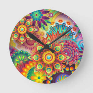 Neue farbenfrohe Abstrakte Background Runde Wanduhr