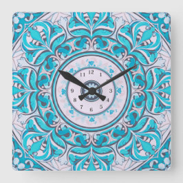 Neue Florale Mandala-Wanduhr Quadratische Wanduhr
