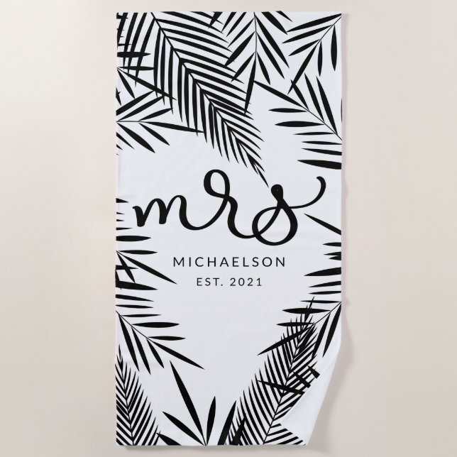 Neue Frau | Tropische Blätter Strandtuch (Vorderseite)