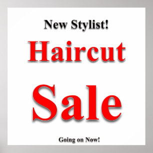 Neue Frisur Haarschnitt Angebot Poster Matt