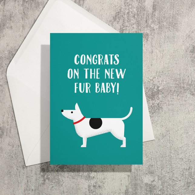 Neue Furbaby Dog Glückwunsch Grußkarte Karte (Jack Russel terrier puppy congrats on the new puppy and a lifetime of collecting poop in tiny bags)