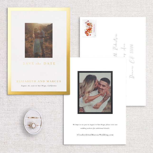 Neue Gallerie-Rahmen Save the Date an der Goldgren Folieneinladung (Von Creator hochgeladen)