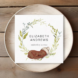 Neue Geboren-Eukalyptus-Kranz, moderne Visitenkart Quadratische Visitenkarte