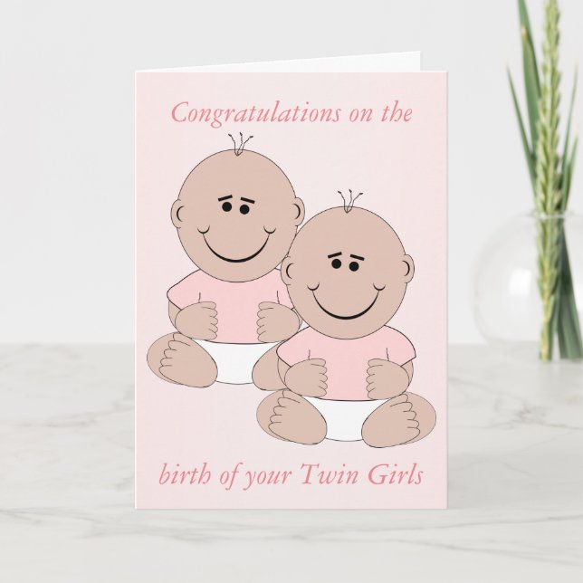 Neue Geborene Baby Twin Girls Card Karte (Vorderseite)