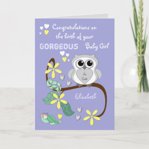 Neue Glückwünsche für kleine Kinder lila mit einer Karte