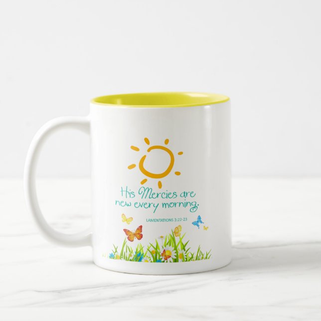 "Neue Gnaden" Scripture-Kaffee-Tasse Zweifarbige Tasse (Links)