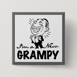Neue graue T - Shirt und Geschenke lächeln Button