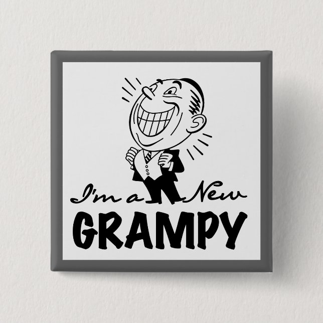 Neue graue T - Shirt und Geschenke lächeln Button (Vorderseite)