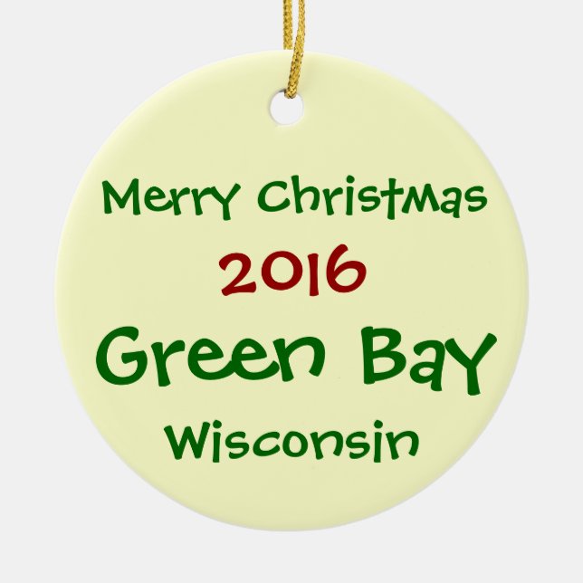 NEUE GREEN BAY-WISCONSIN-WEIHNACHTSverzierung 2016 Keramik Ornament (Vorne)