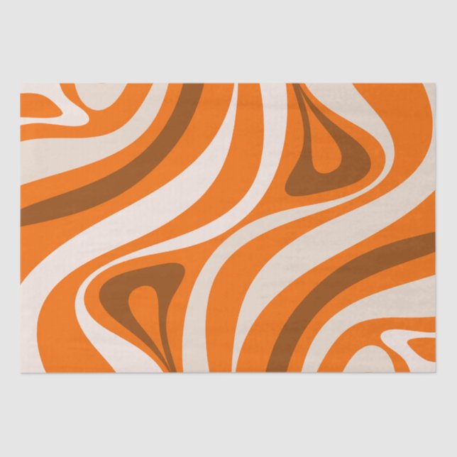 Neue Groove Retro Abstrakte Muster Orange Brown Seidenpapier (Vorderseite)