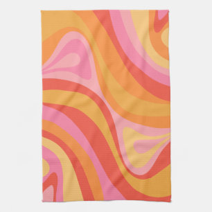 Neue Groove Retro Abstrakte Muster Rosa und Orange Geschirrtuch