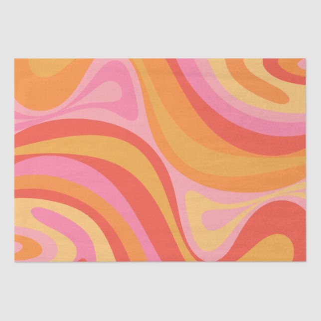 Neue Groove Retro Abstrakte Muster Rosa und Orange Seidenpapier (Vorderseite)