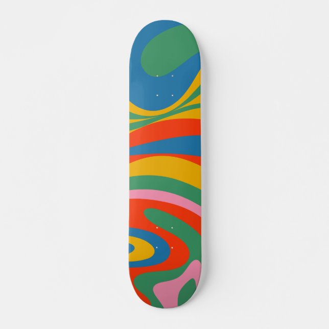 Neue Groove Retro Rainbow Abstrakt Skateboard (Vorne)