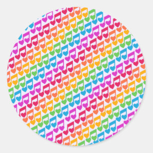Neue großartige Regenbogen-Noten Runder Aufkleber