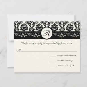 Neue Größe Schwarze Damaskus Swirl Wedding Respons RSVP Karte