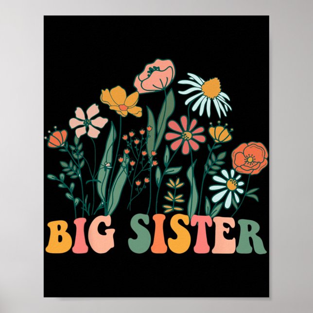 Neue große Schwester Wildblume Erster Geburtstag & Poster (Vorne)