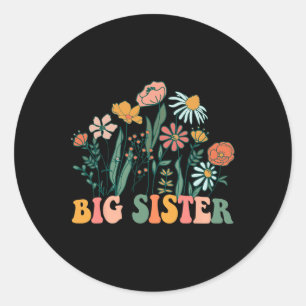 Neue große Schwester Wildblume Erster Geburtstag & Runder Aufkleber