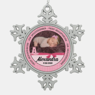 Neue Großeltern Baby Girl Monogoram Schneeflocken Zinn-Ornament