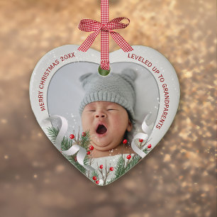 Neue Großeltern Silver Frame 2 Fotos Weihnachten Keramik Ornament