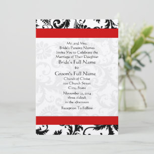 Neue Größen Black Damask Wirbel Hochzeitsfeier Einladung