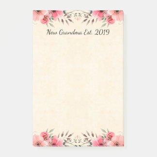 Neue Großmutter Est. 2019 hübsche Blumengrenze Post-it Klebezettel