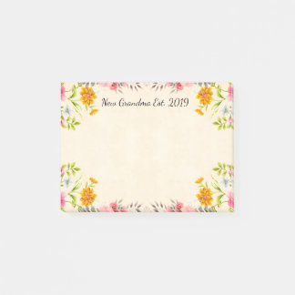 Neue Großmutter Est. 2019 Vintages Blumen Post-it Klebezettel