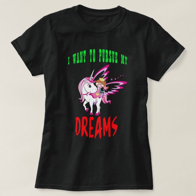 Neue grüne rote Unicorns-Traum-ursprüngliches T-Shirt (Design vorne)