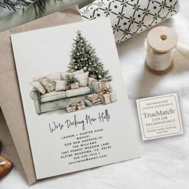 Neue Hallen Elegante Landschaft Grün Urlaub Ankündigungspostkarte (Von Creator hochgeladen)