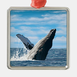Neue HampshireHumpback Wal-Szene Silbernes Ornament