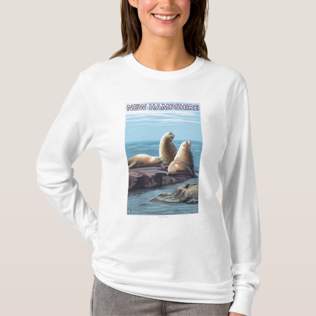 Neue HampshireSea Löwe-Szene T-Shirt (Vorderseite)