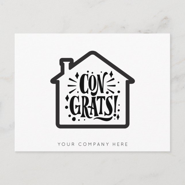 Neue Hauseigentümer Glückwunsch Real Anwesen Postkarte (Vorderseite)
