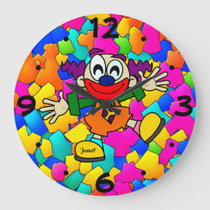Neue Heimwanduhr Farbiger Clown Kinder Große Wanduhr