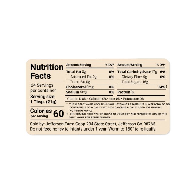 Neue Honignahrung für Tabulatoren Antikes Weiß Adressaufkleber (Vorne)