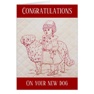 Neue Hunde-Gratulation Vintage-Stickerei eines Hun