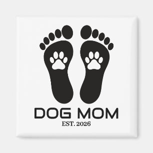 Neue Hundemutter Pfotenabdrücke Fettes Datum Magnet